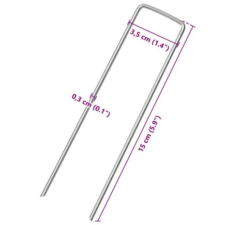 Grondharingen 25 st U-vormig 15x3,5 cm gegalvaniseerd staal 5