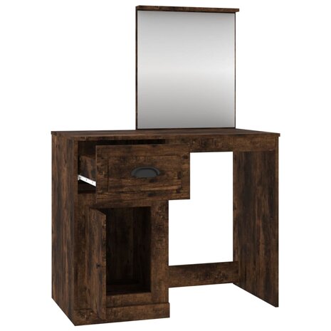Kaptafel met spiegel 90x50x132,5 cm bewerkt hout gerookt eiken 7