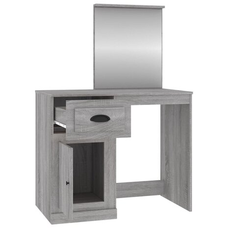 Kaptafel met spiegel 90x50x132,5 cm bewerkt hout grijs sonoma 7