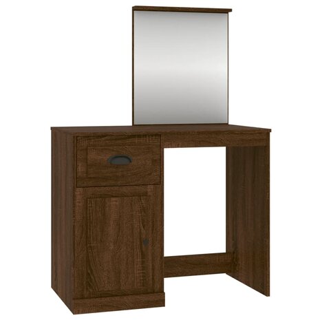 Kaptafel met spiegel 90x50x132,5 cm bewerkt hout bruineiken 2
