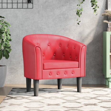 Kuipstoel kunstleer rood 1