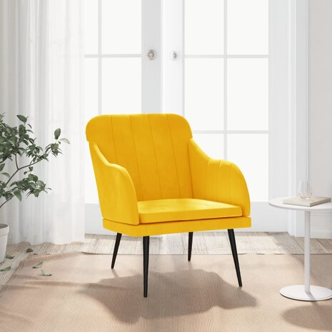 Fauteuil 63x76x80 cm fluweel geel 1