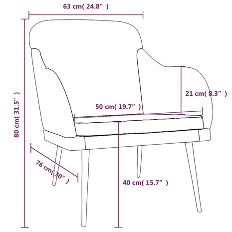 Fauteuil 63x76x80 cm fluweel geel 8
