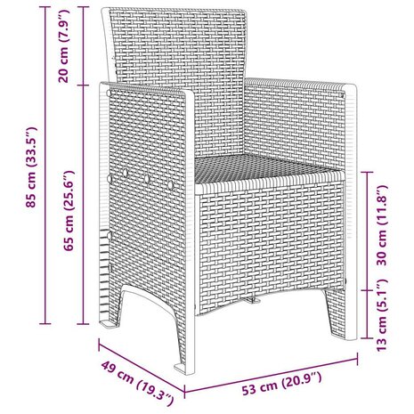 Tuinstoel 2 pcs Lichtgrijs 53 x 49 x 85 cm PP 9