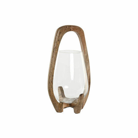 Kaarshouder Home ESPRIT Natuurlijk Kristal Mangohout 18 x 18 x 33 cm 1