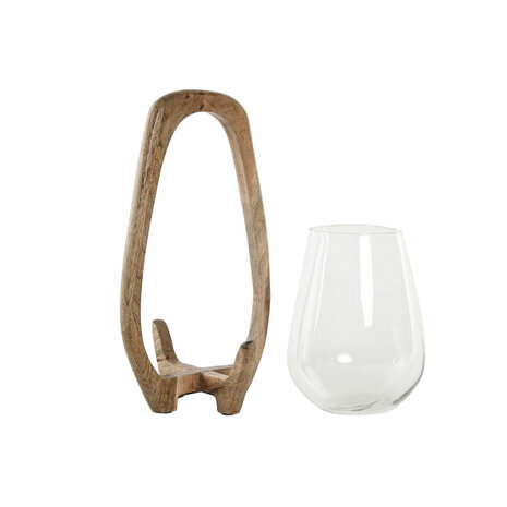 Kaarshouder Home ESPRIT Natuurlijk Kristal Mangohout 18 x 18 x 33 cm 3