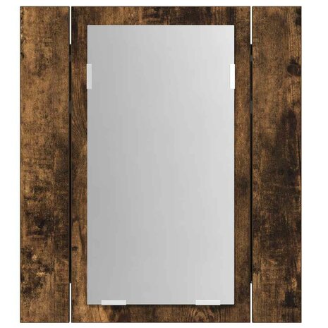 Badkamerspiegelkast LED 40x12x45 cm bewerkt hout gerookt eiken 6