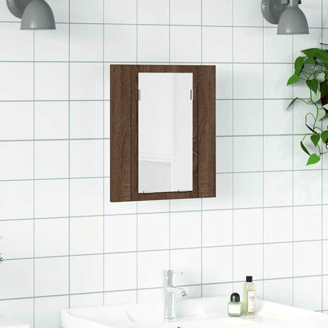 Badkamerspiegelkast LED 40x12x45 cm bewerkt hout bruineiken 1