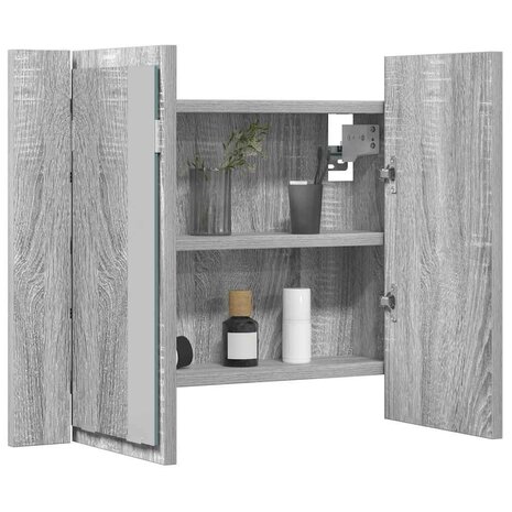 Spiegelkast LED 60x12x45 cm bewerkt hout grijs sonoma eiken 4