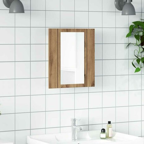 Badkamerspiegelkast LED 40x12x45 cm bewerkt hout artisan eiken 1