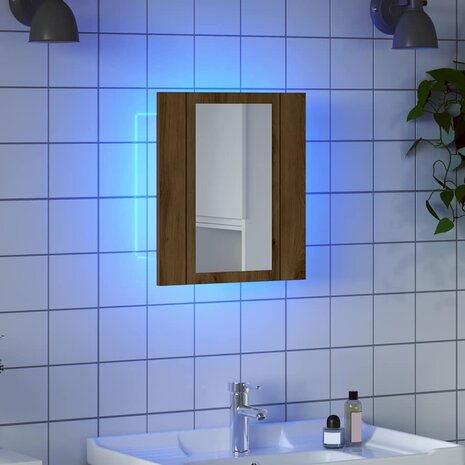 Badkamerspiegelkast LED 40x12x45 cm bewerkt hout artisan eiken 4