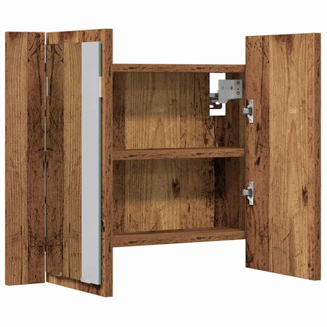 Spiegelkast LED 60x12x45 cm bewerkt hout oud houtkleurig 8