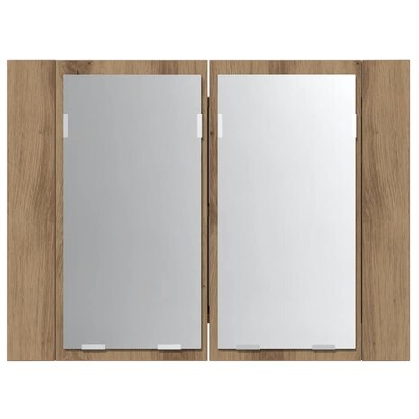 Spiegelkast LED 60x12x45 cm bewerkt hout artisanaal eikenkleur 6