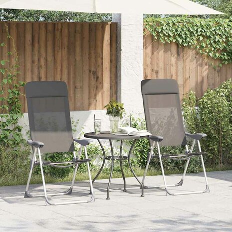 Campingstoelen 4 st inklapbaar aluminium grijs 1