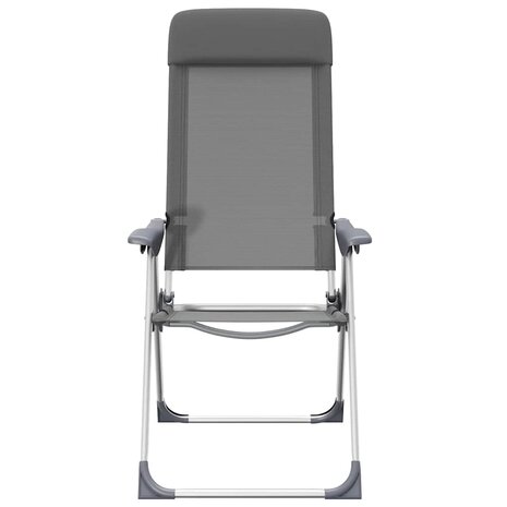 Campingstoelen 4 st inklapbaar aluminium grijs 5