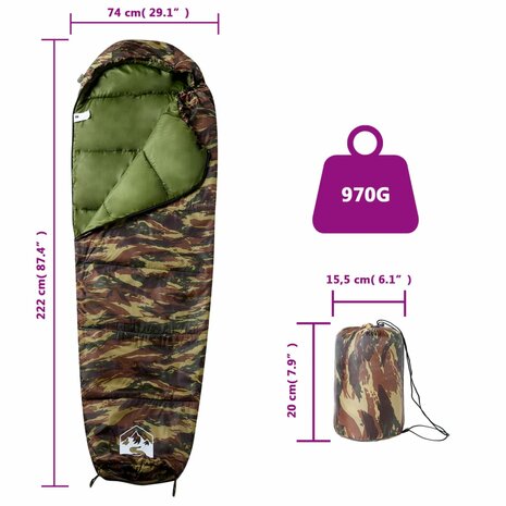Slaapzak mummie voor volwassenen camping 3 seizoenen 5