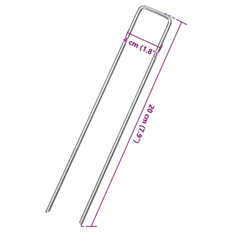 Grondharingen 50 st U-vormig 20x4 cm gegalvaniseerd staal 5