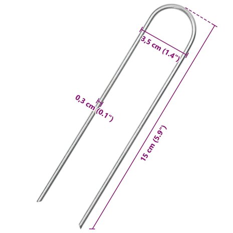 Grondharingen 25 st U-vormig 15x3,5 cm gegalvaniseerd staal 5