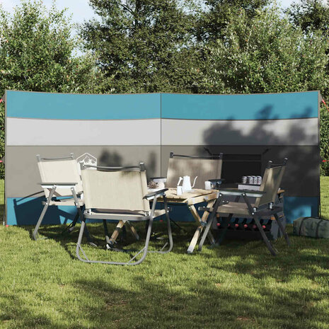 Windscherm camping waterdicht 340x130 cm blauw 1