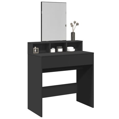 Kaptafel met spiegel 80x41x144,5 cm zwart 1
