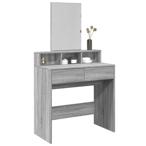 Kaptafel met spiegel 80x41x144,5 cm grijs sonoma 1