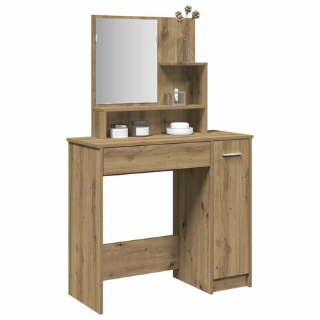 Kaptafel met spiegel 86,5x35x136 cm artisanaal eikenkleur 1