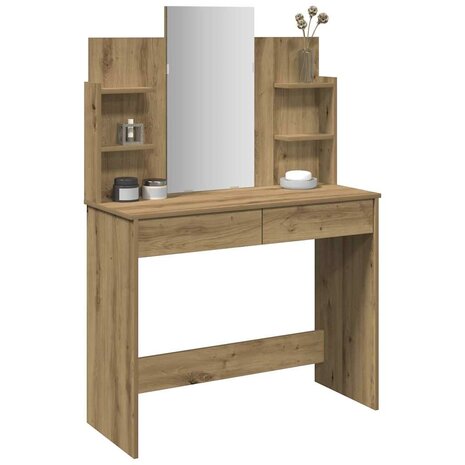 Kaptafel met spiegel 96x39x142 cm artisanaal eikenkleur 1