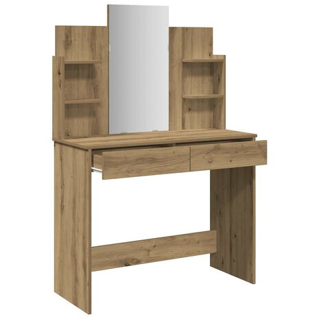 Kaptafel met spiegel 96x39x142 cm artisanaal eikenkleur 7