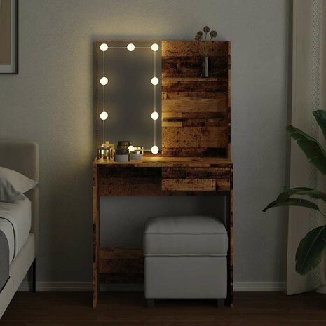 Kaptafel met LED-verlichting 74,5x40x141 cm oud houtkleurig 4