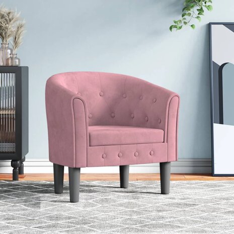 Kuipstoel fluweel roze 1