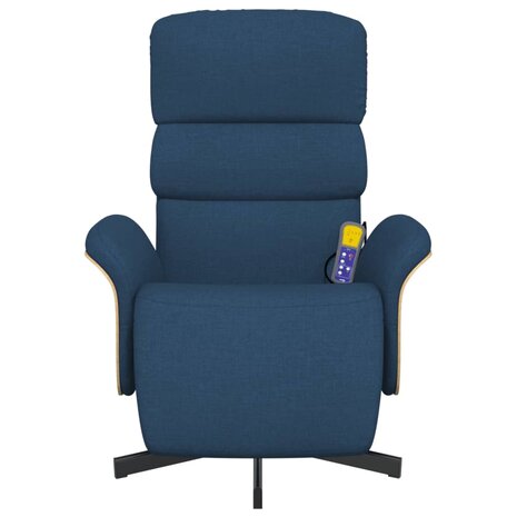 Massagestoel verstelbaar met voetensteun stof blauw 3