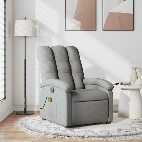 Massagestoel verstelbaar stof lichtgrijs 1