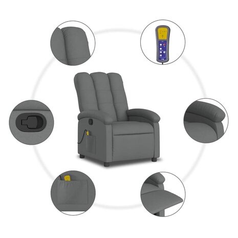 Massagestoel verstelbaar stof donkergrijs 9