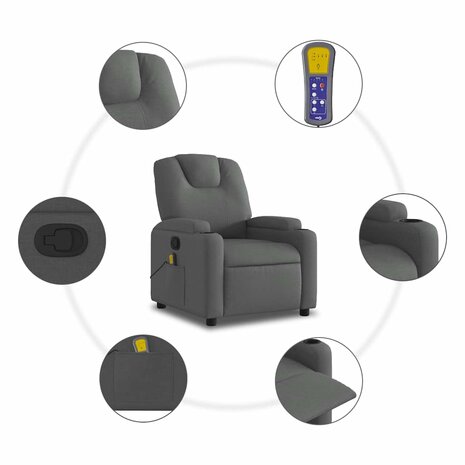 Massagestoel verstelbaar stof donkergrijs 9