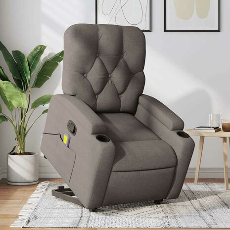 Sta-op-massagestoel verstelbaar stof taupe 1