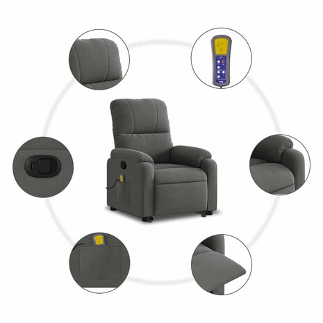 Sta-op-massagestoel verstelbaar microvezelstof donkergrijs 8