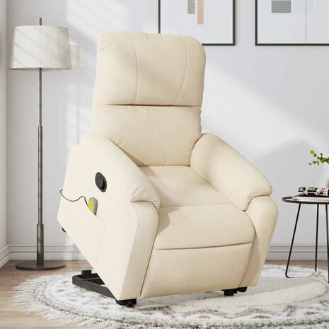 Sta-op-massagestoel verstelbaar microvezelstof beige 1