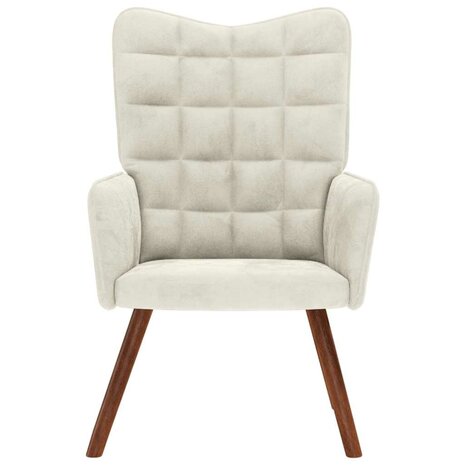 Relaxstoel fluweel crèmekleurig 3