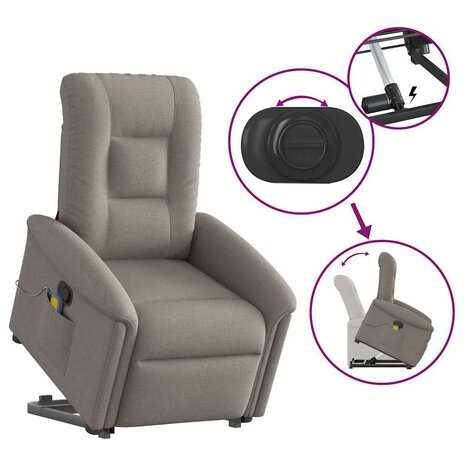 Sta-op-massagestoel verstelbaar stof taupe 8