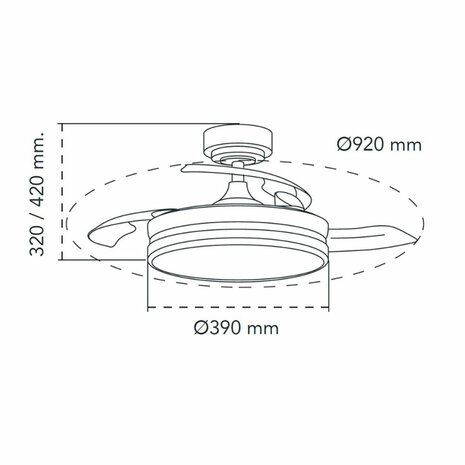 Plafondventilator CristalRecord 85-065-46-180 Zwart 45 W Ø 92 cm 6