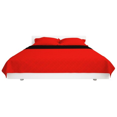 Dubbelzijdige quilt bedsprei rood en zwart 220x240 cm 3