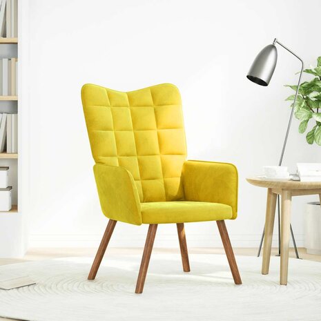 Relaxstoel fluweel geel 2