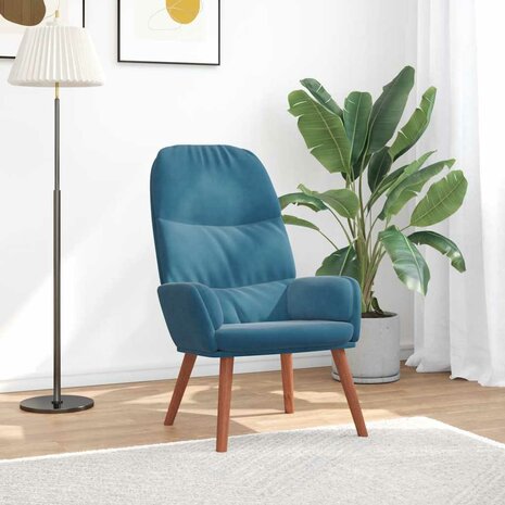Relaxstoel fluweel blauw 1