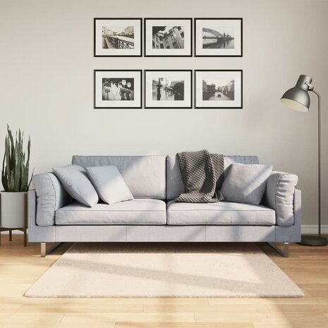 Vloerkleed HUARTE laagpolig zacht wasbaar 120x120 cm beige 1