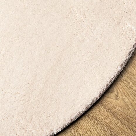 Vloerkleed HUARTE laagpolig zacht wasbaar Ø 100 cm beige 4