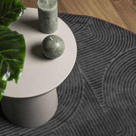 Vloerkleed IZA laagpolig Scandinavisch Ø 120 cm antraciet 7