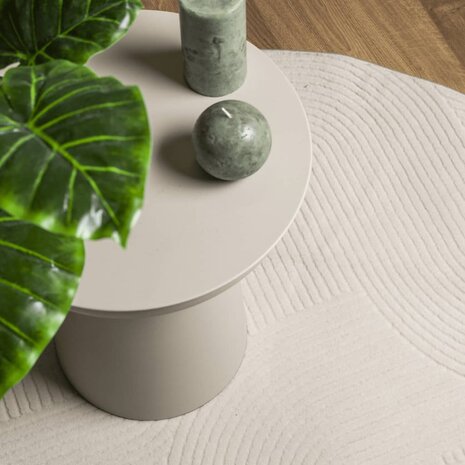 Vloerkleed IZA laagpolig Scandinavisch Ø 100 cm crèmekleurig 7