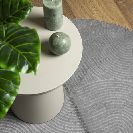 Vloerkleed IZA laagpolig Scandinavisch Ø 80 cm grijs 7