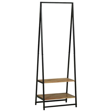 Kledingrek met plank Zwart 60 x 45 x 180 cm Massief acaciahout 3