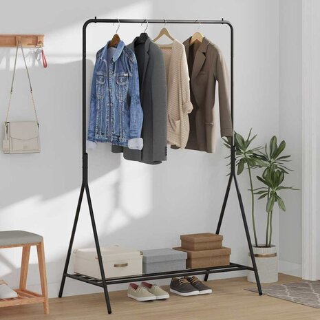 Kledingrek met plank met opslag Zwart 100 x 56 x 154 cm Staal 4